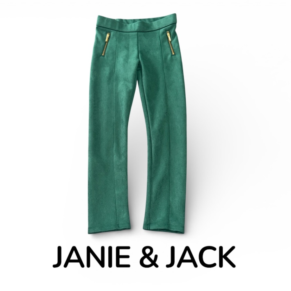 New Authentic Janie & Jack designer faux green suede leggings sz 8